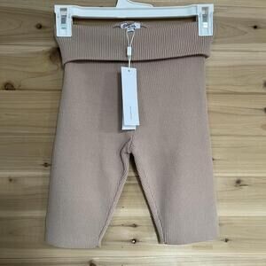Cream Ribbed Biker Shorts Thick